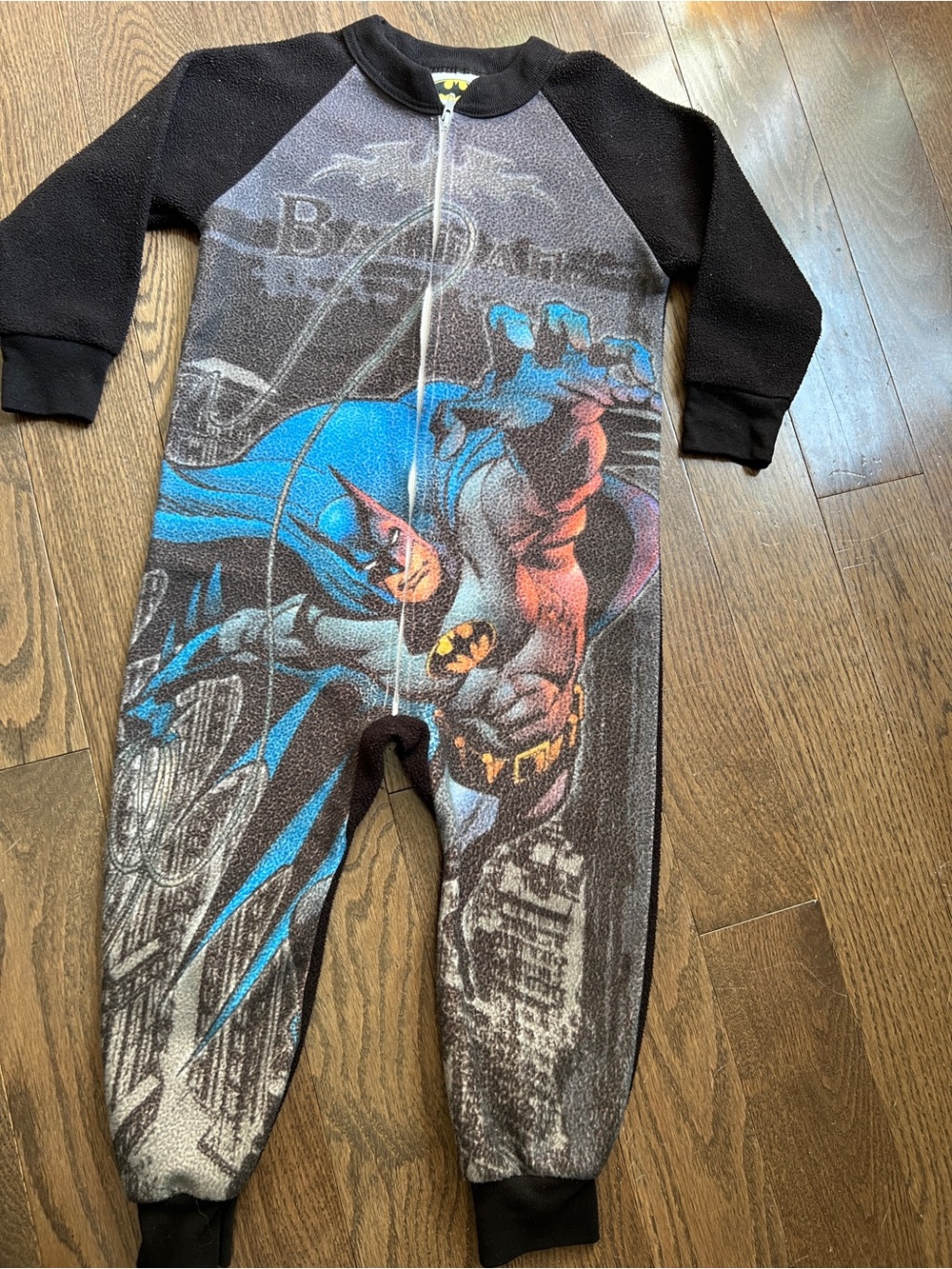 Vintage 90s Wormser Batman fleece zip pajamas kids size 4